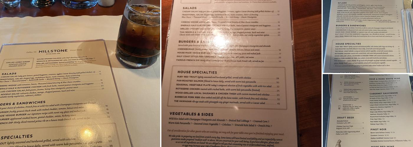 Hillstone Menu