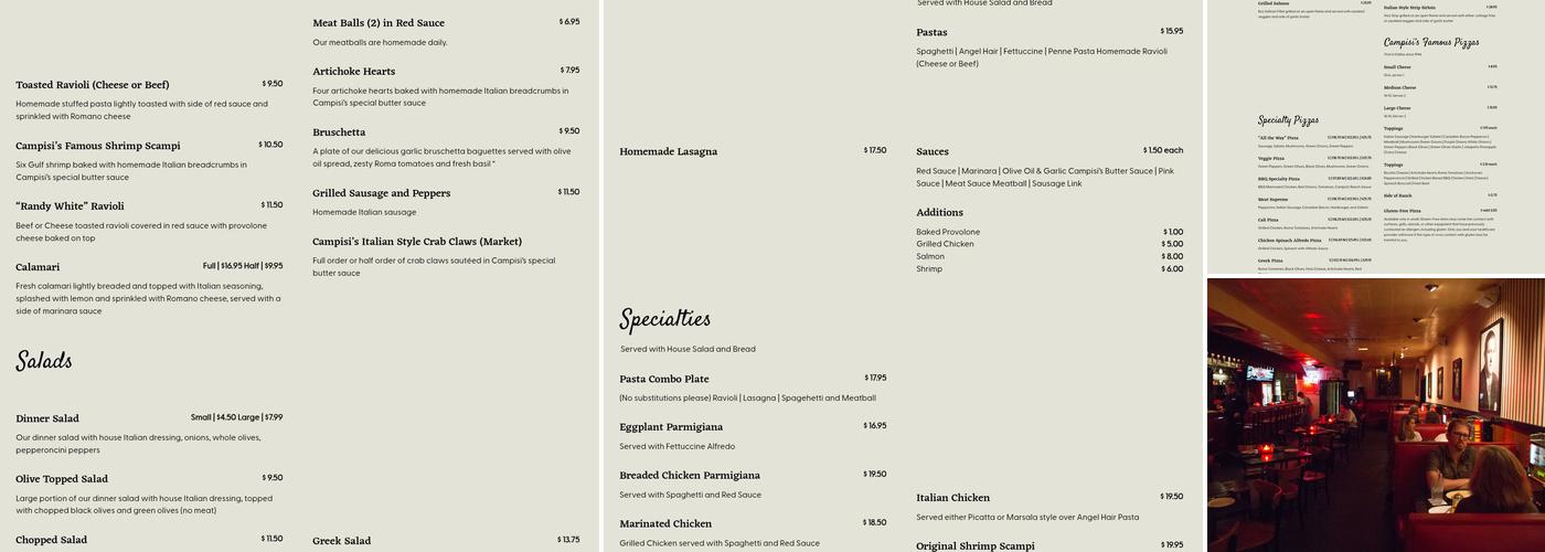 Campisi's Menu