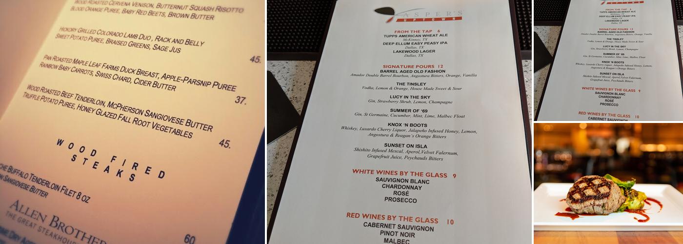Jasper's Uptown Menu