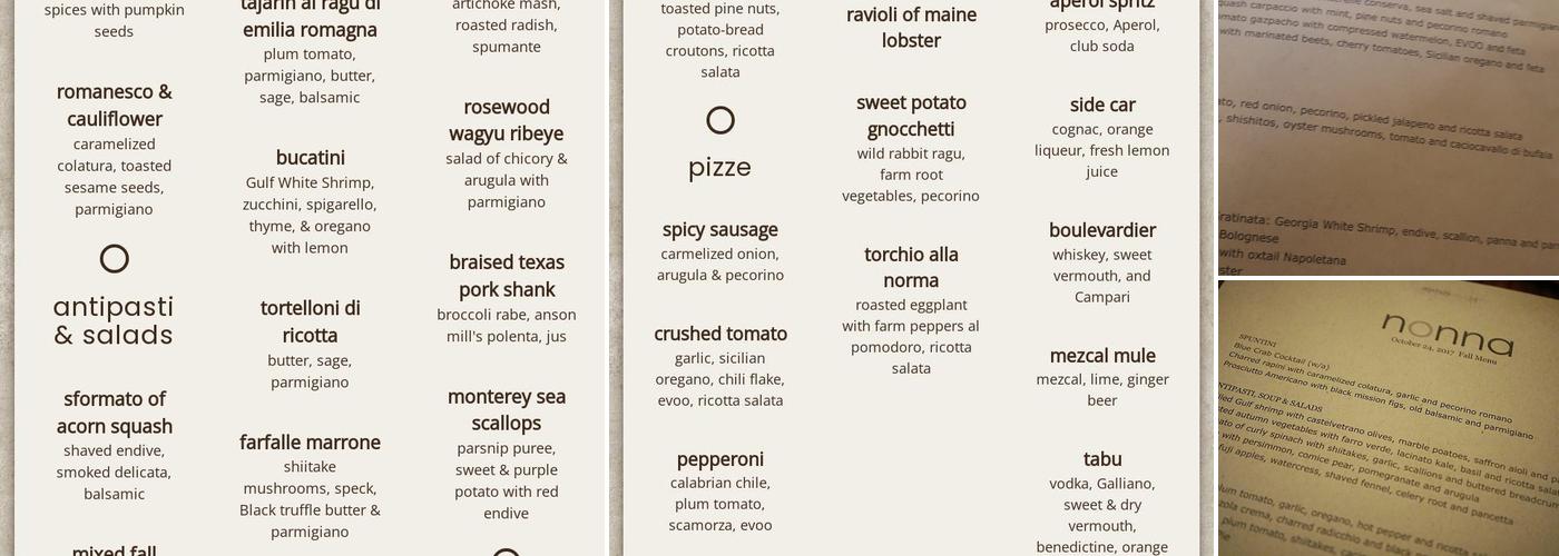 Nonna Menu