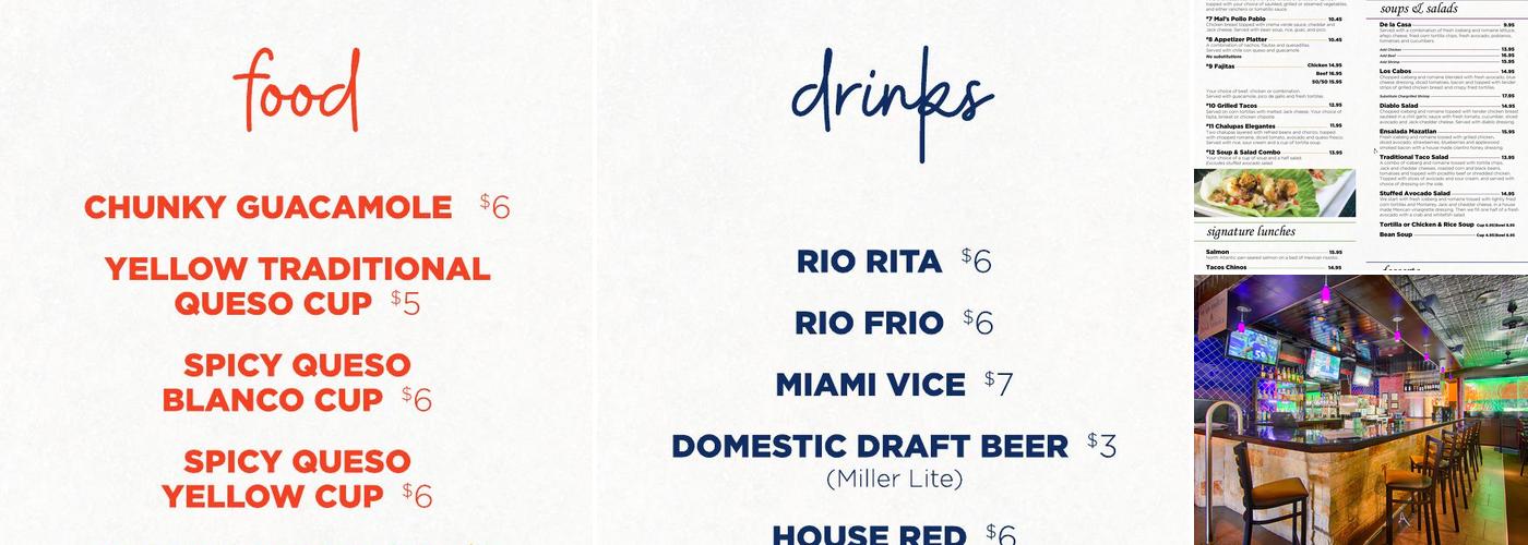 Rio Mambo Menu