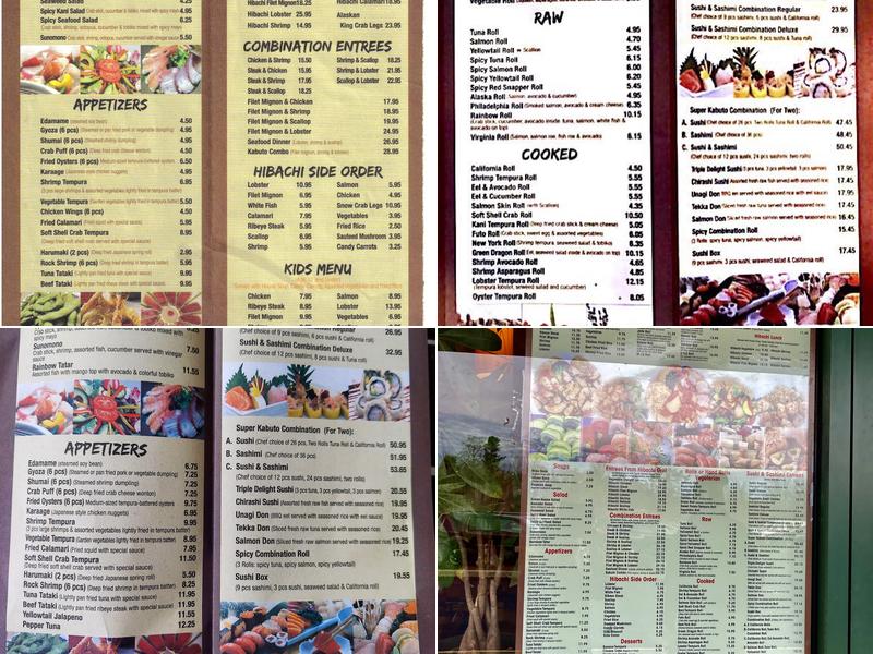 Kabuto Sushi and Teppanyaki Menu