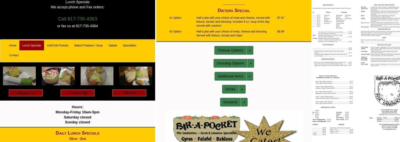 Pak-A-Pocket Menu
