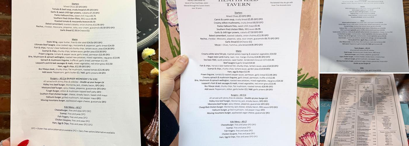 The Heathfield Tavern Menu