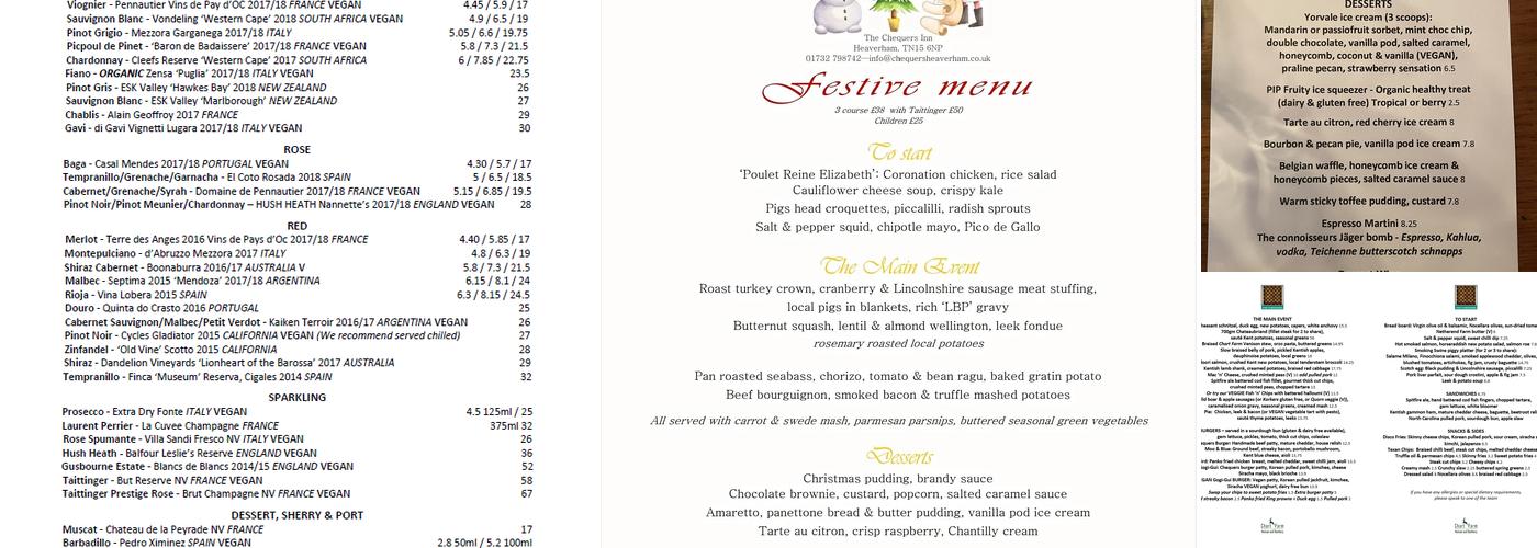 Chequers Inn Menu