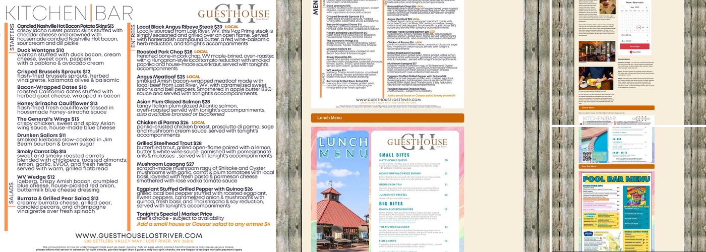 Guesthouse Lost River Menu