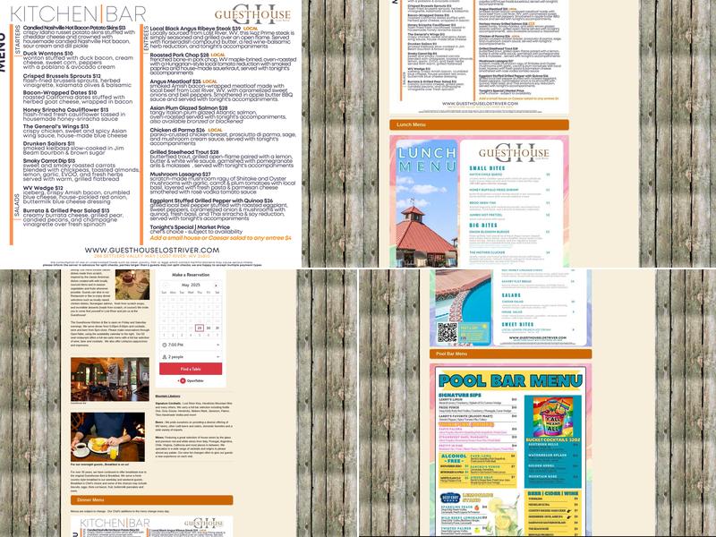 Guesthouse Lost River Menu