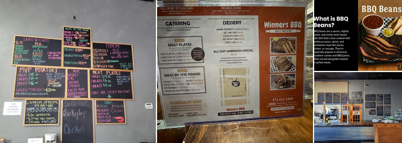 Winners BBQ - Plano Menu