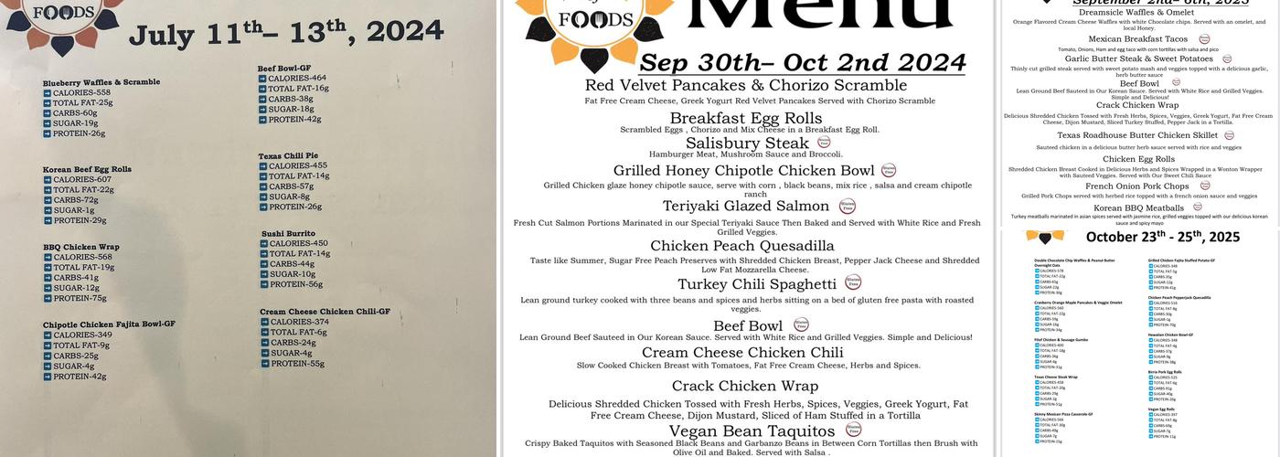 For the Love of Foods Menu