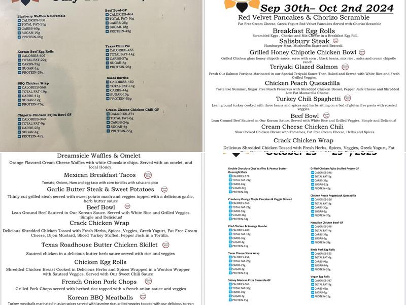 For the Love of Foods Menu