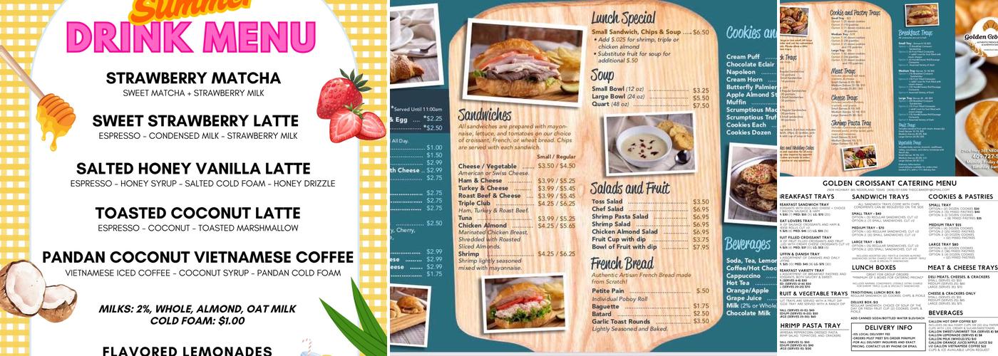 Golden Croissant Menu