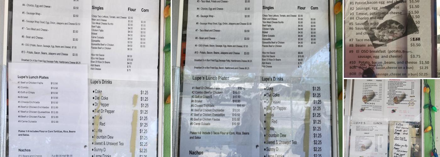 Lupe's Breakfast Menu