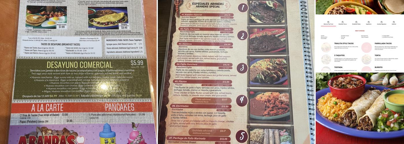 Taquerias Arandas Menu