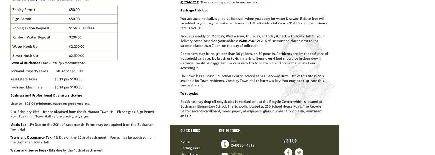 Buchanan Swinging Bridge Menu