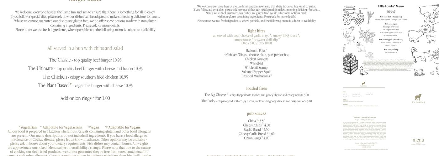 Lamb Inn Menu