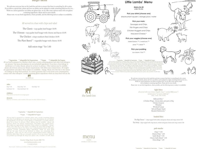 Lamb Inn Menu