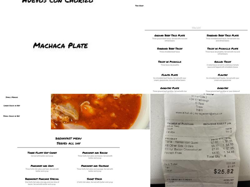 El Hut Cafe #2 Menu