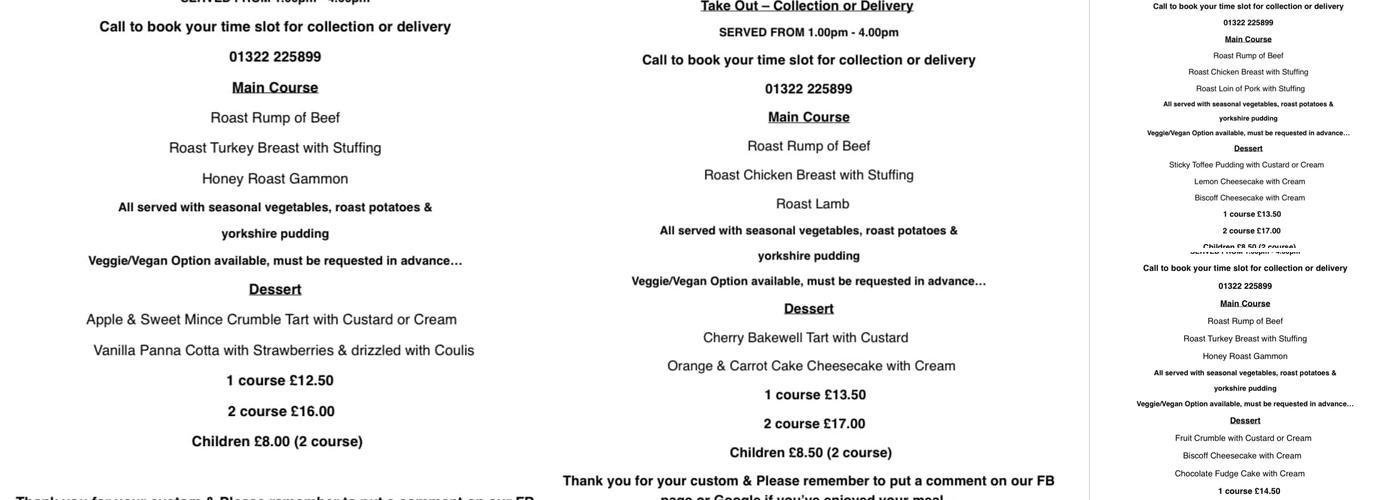 The Rose Overy Street Menu