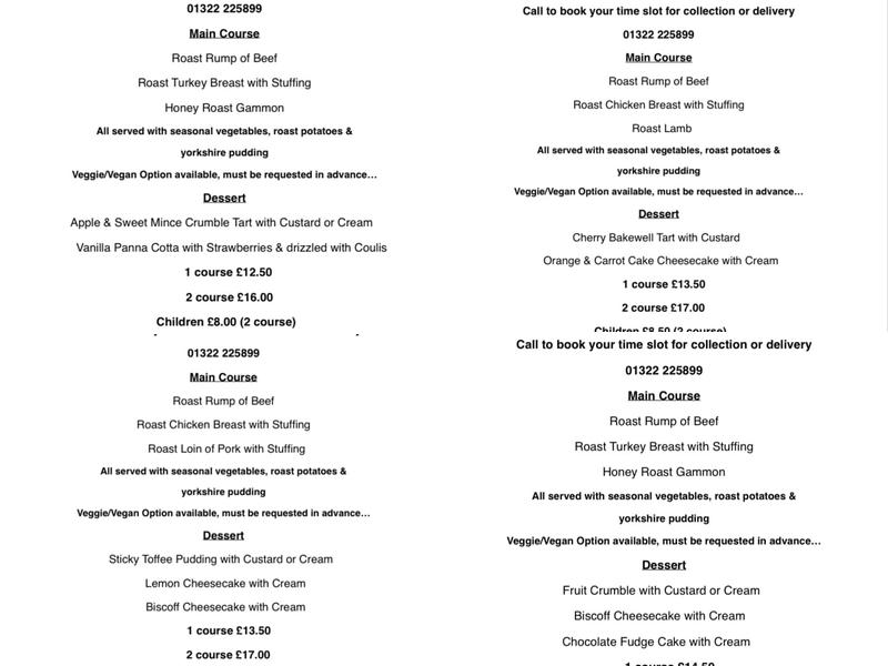 The Rose Overy Street Menu