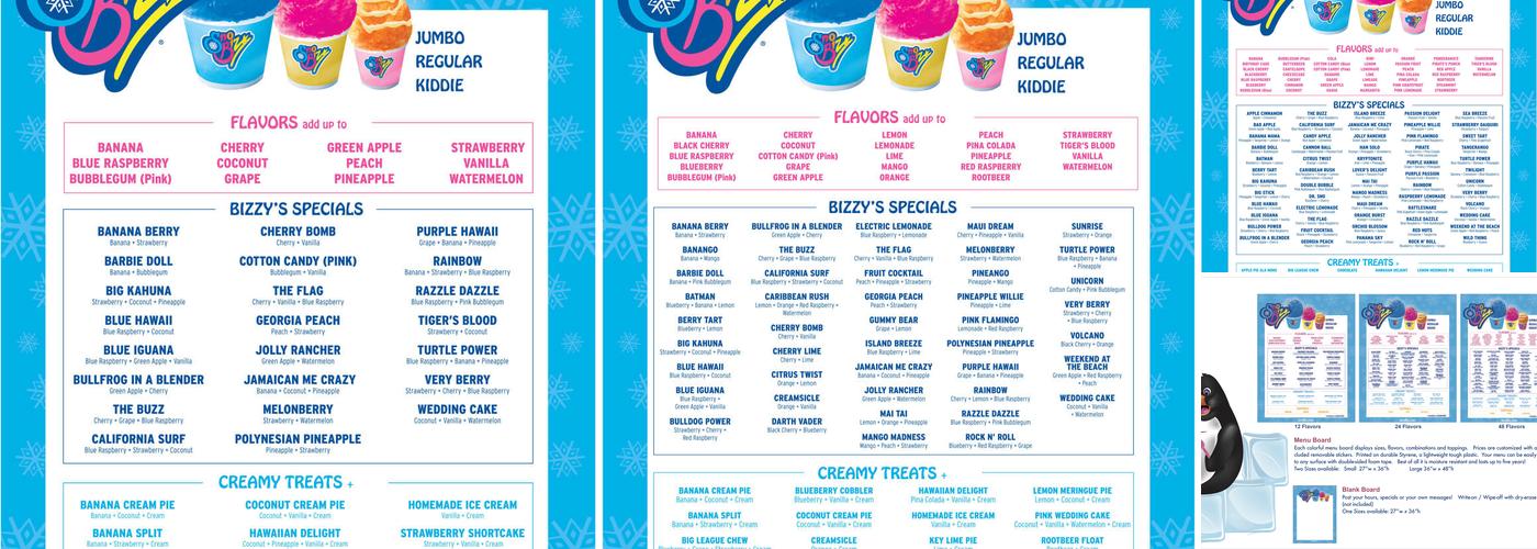 Sno Biz Menu