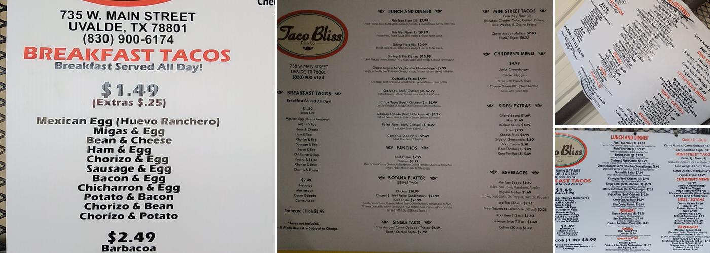 Taco Bliss Express Menu