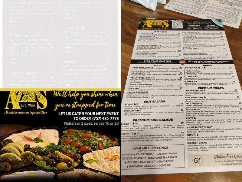 Azar’s Mediterranean Specialties Menu