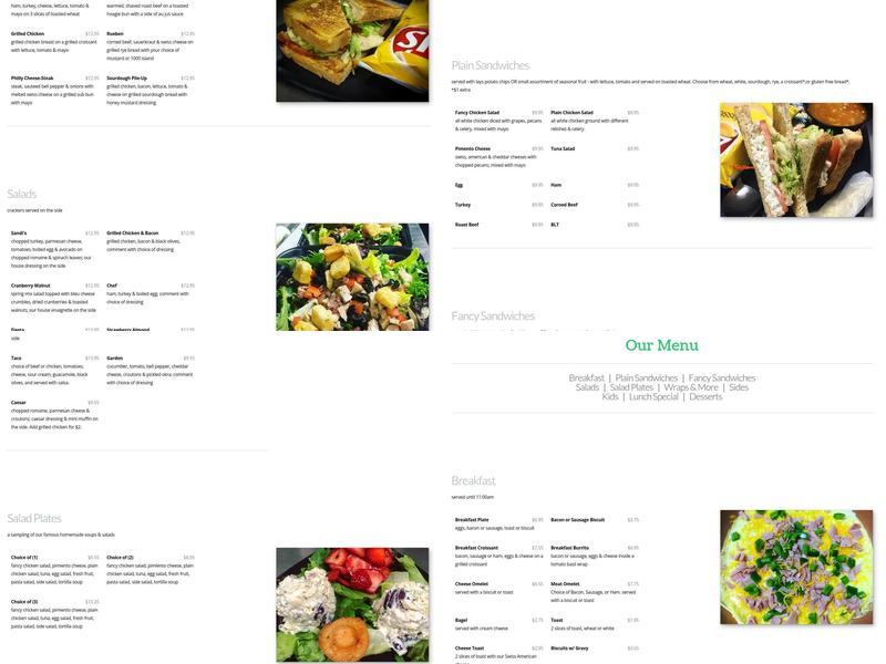 Plain & Fancy Sandwich Shoppe Menu