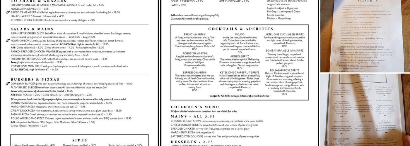 Nags Head Brentwood Menu