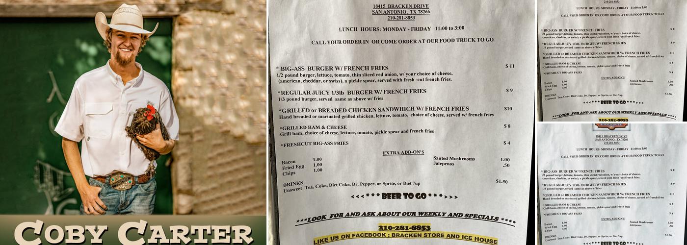 Bracken Store and Ice House Menu