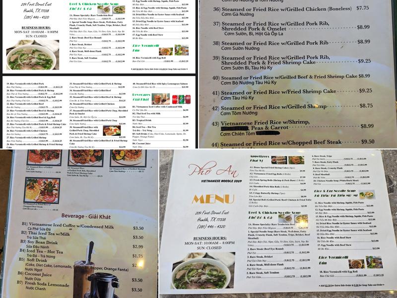 Pho An Menu