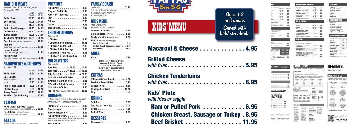 Pappas Bar-B-Q Menu