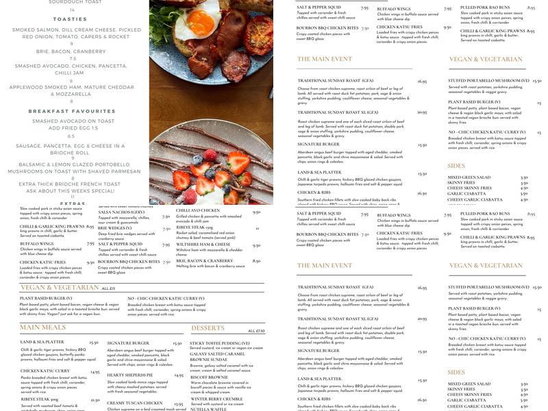 The Queens Head Menu