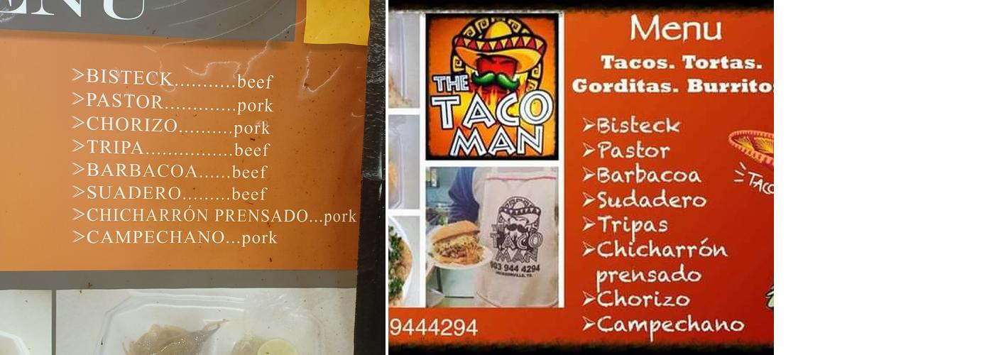 Taco Man Menu