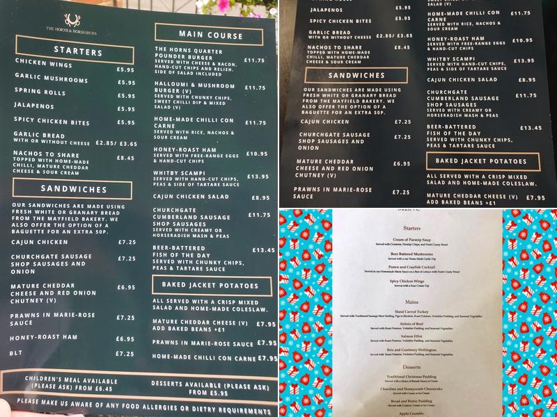 Horns & Horseshoes Menu