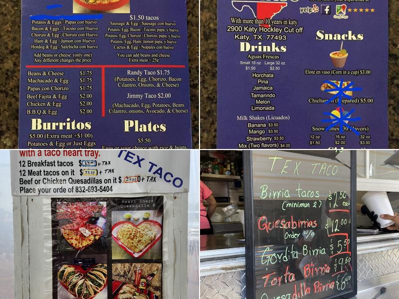 Taqueria Tex-Taco Menu