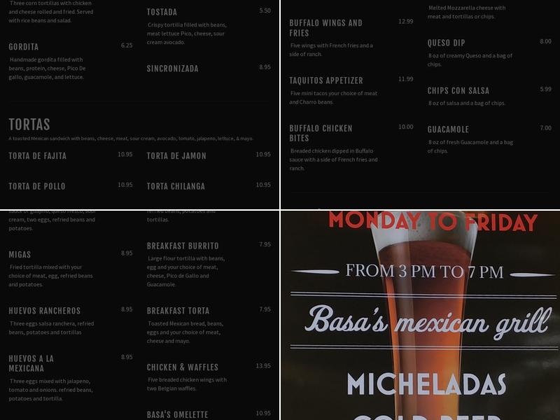 Basa's Mexican grill Menu