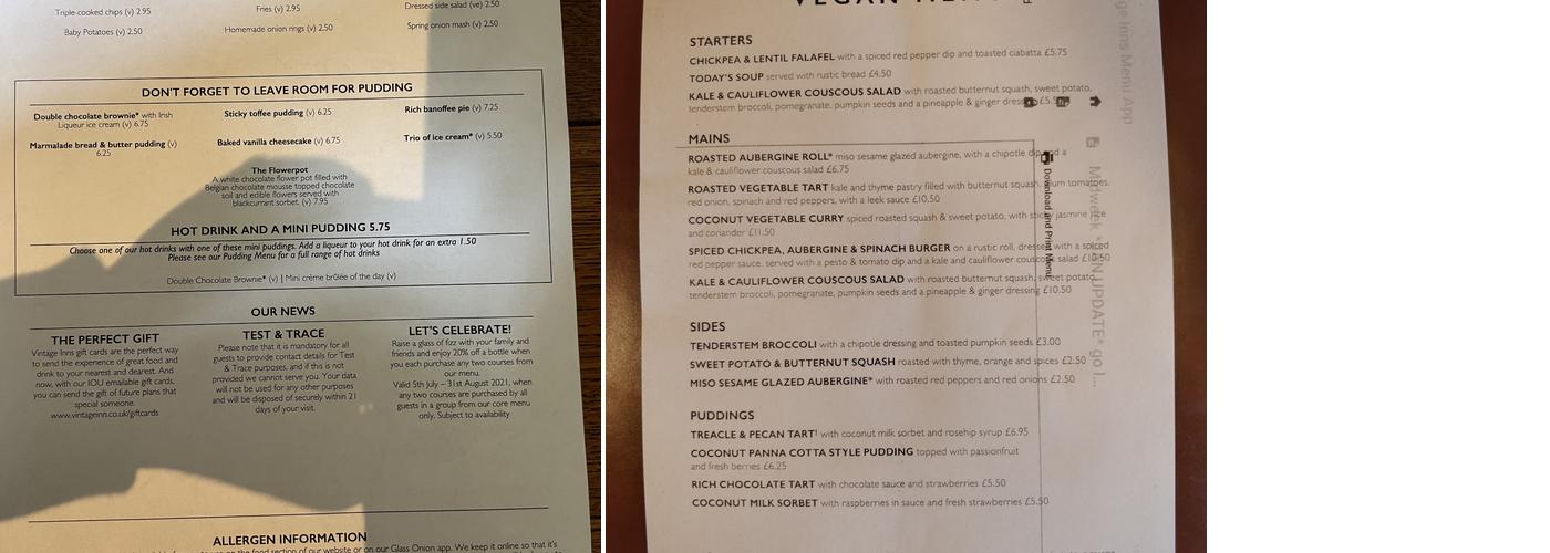 The King'S Head Menu