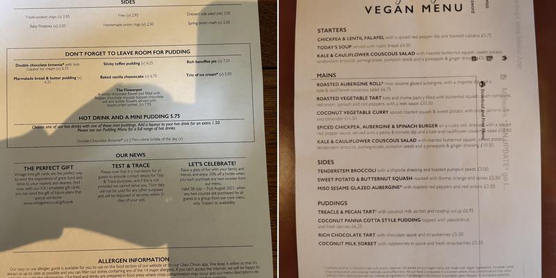 The King'S Head Menu