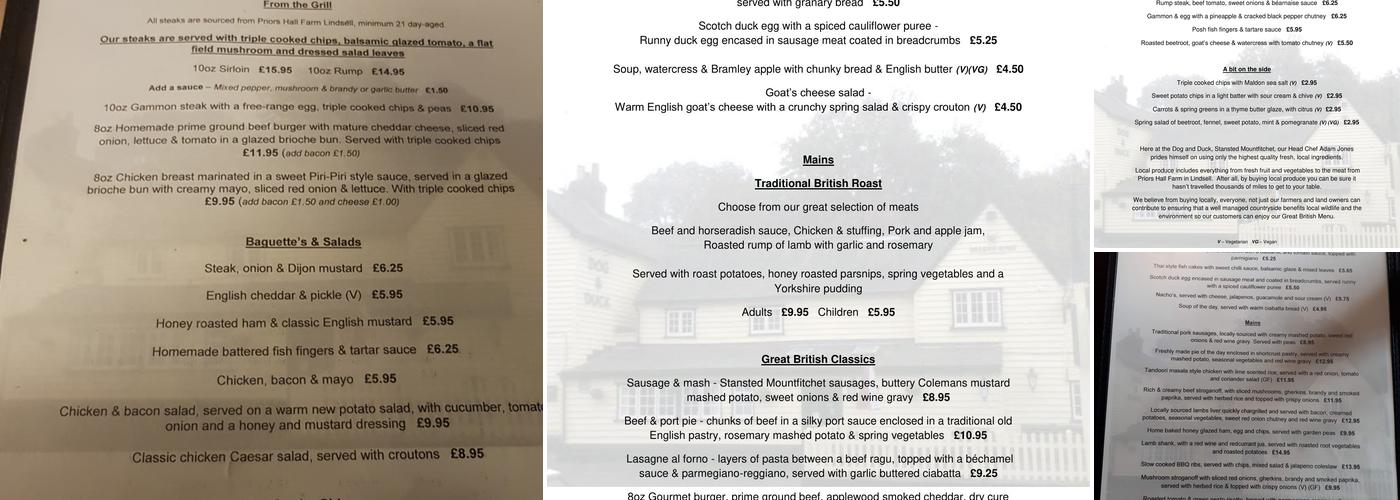The Dog & Duck Menu