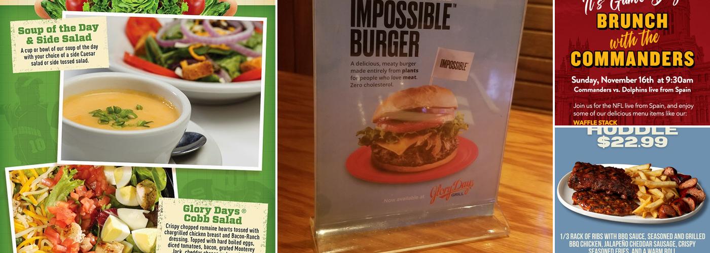 Glory Days Grill Menu
