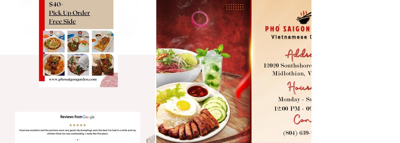 Pho Saigon Garden Menu