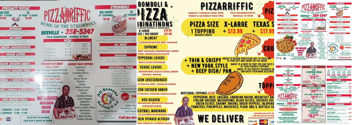 Pizzariffic Menu
