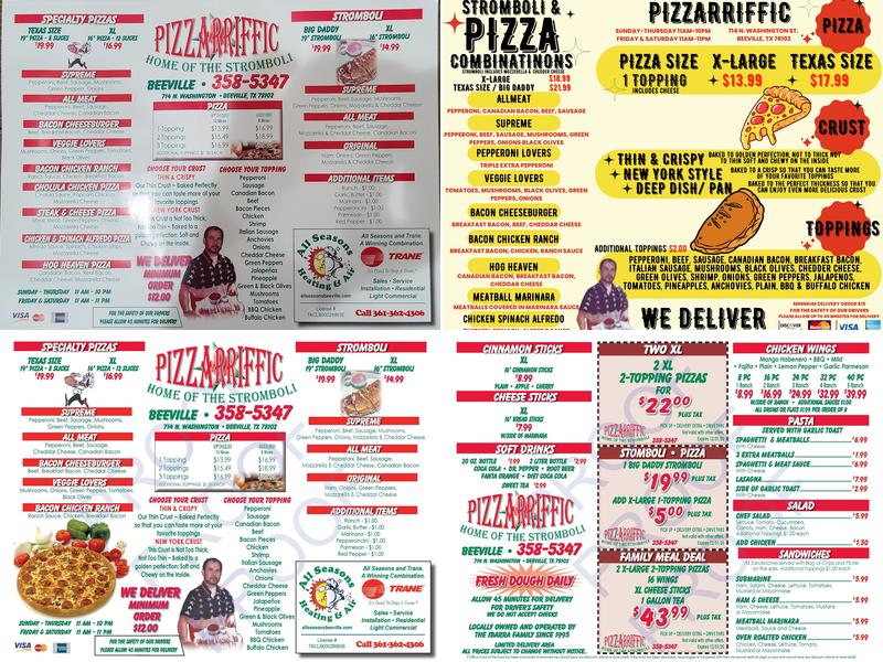 Pizzariffic Menu