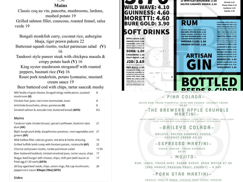 The Brewers Inn Menu