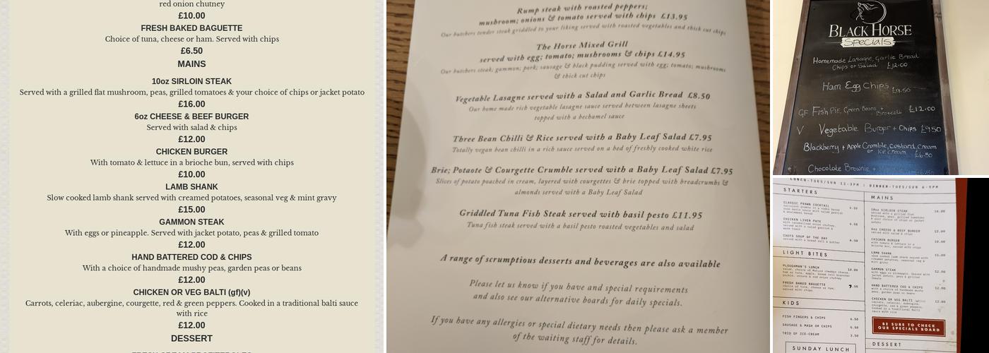 Black Horse Inn Menu