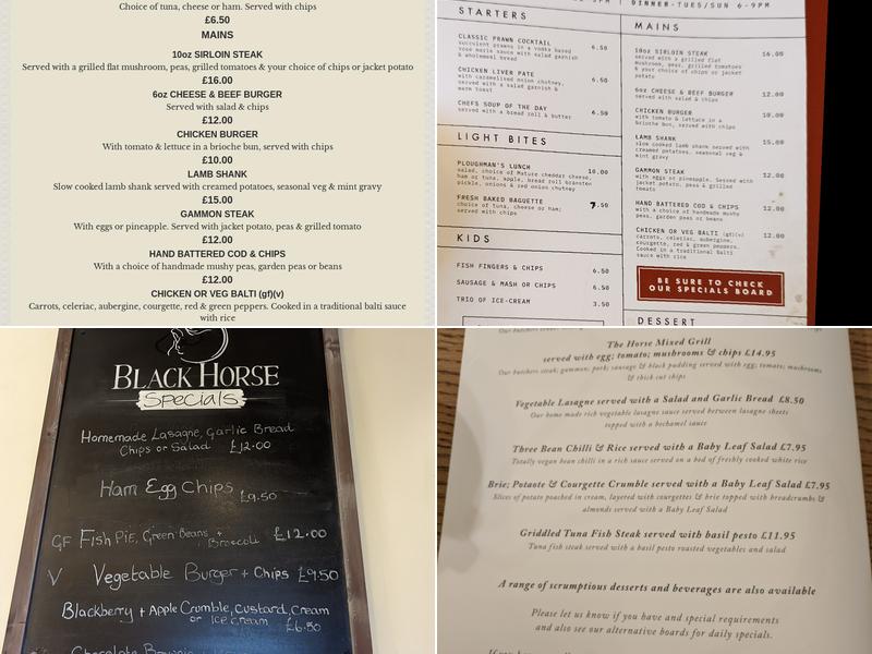 Black Horse Inn Menu