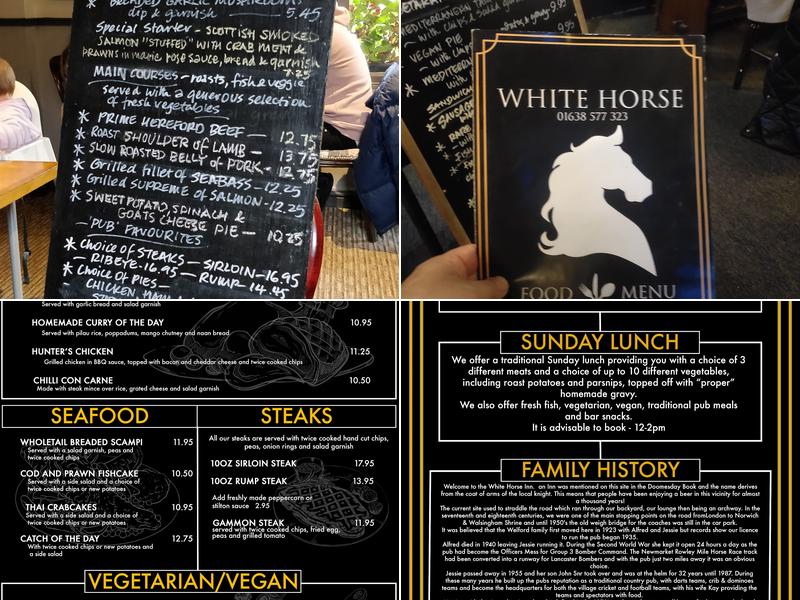 White Horse Exning Menu