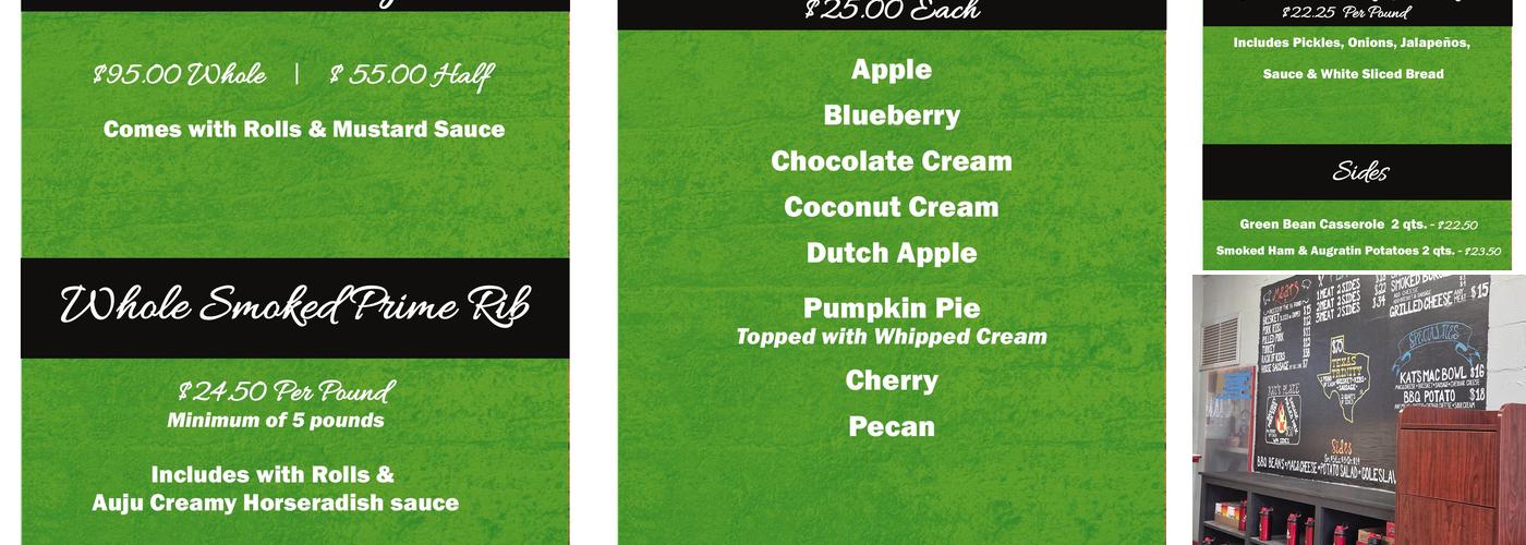 Kat's BBQ Menu