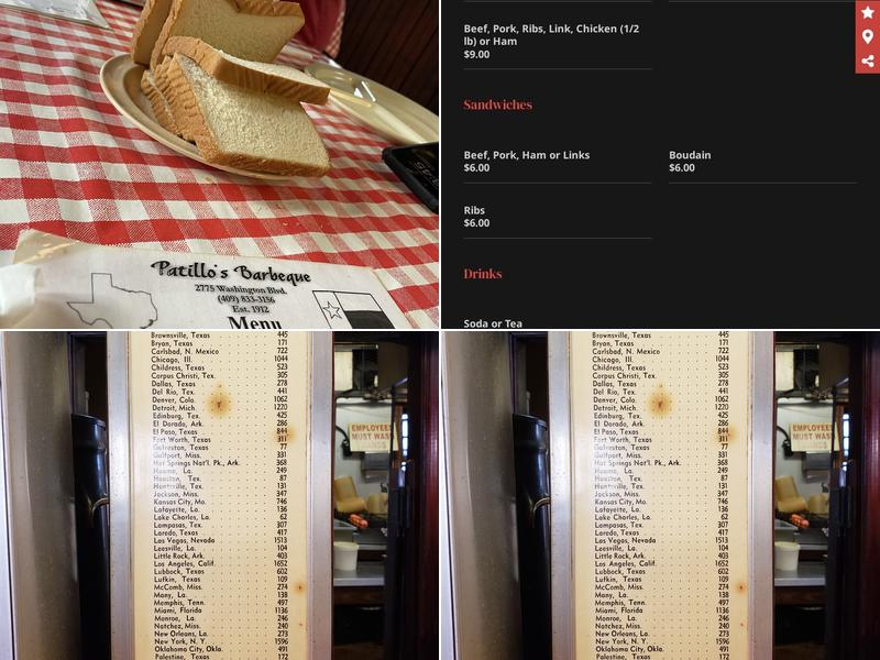 Patillo's Barbeque Menu