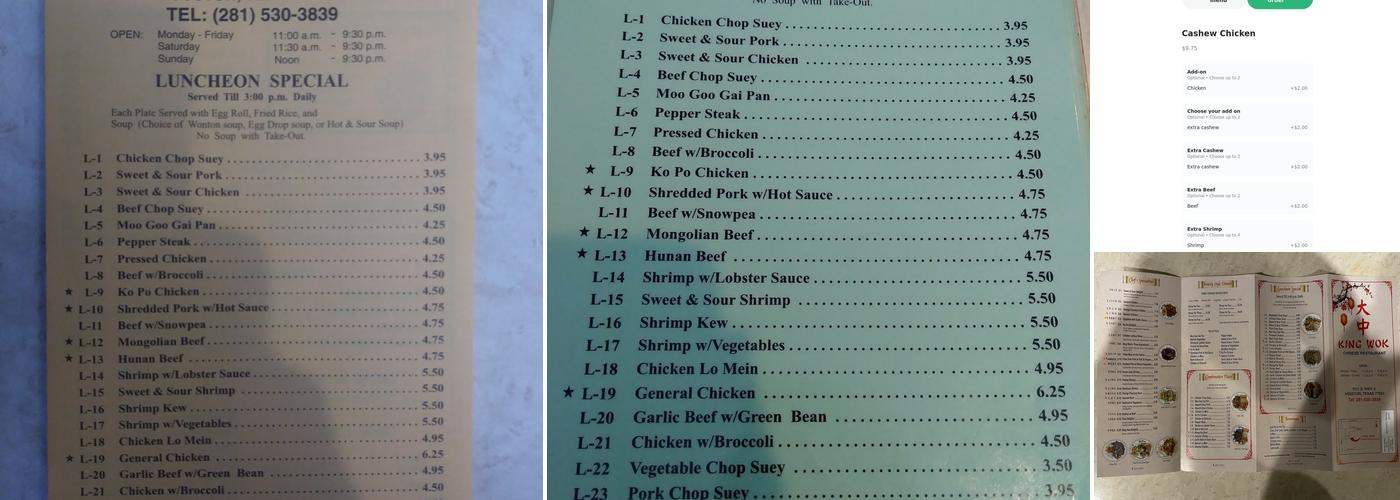 King Wok Menu